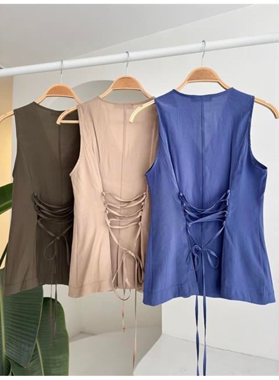 Arkası Bağcıklı Yelek Plazza Pantolon Modal Takım 10202-08