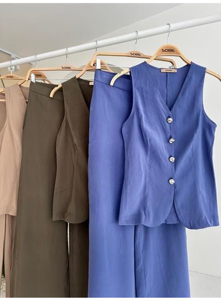 Arkası Bağcıklı Yelek Plazza Pantolon Modal Takım 10202-08