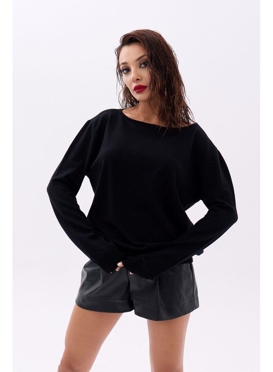 4216 TRİKO DÜZ SALAŞ KAZAK-SİYAH