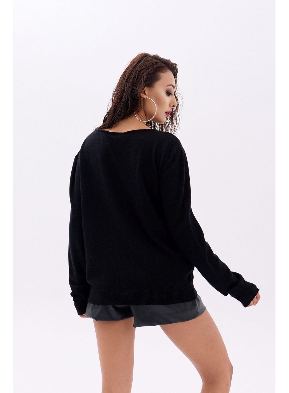 4216 TRİKO DÜZ SALAŞ KAZAK-SİYAH