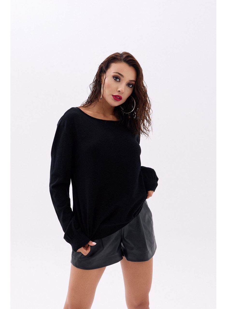 4216 TRİKO DÜZ SALAŞ KAZAK-SİYAH