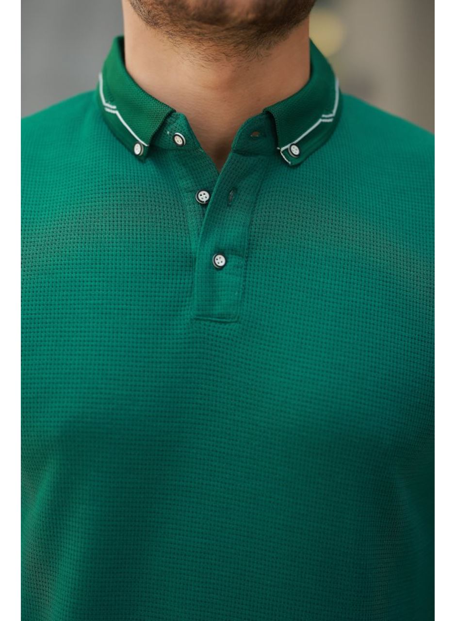 Erkek Düğmeli Yaka Waffle Kumaş Kısa Kollu Tişört