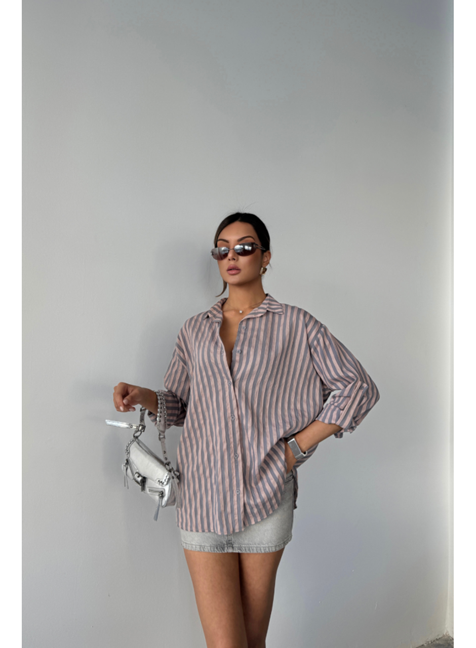 ÇİZGİLİ GÖMLEKKETEN - Antrasit