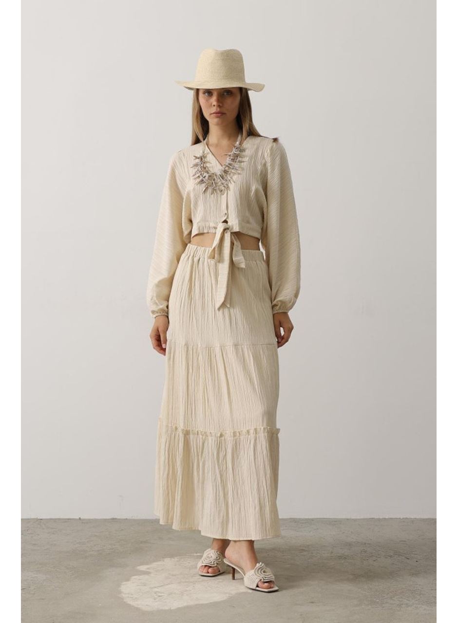 Balon Kollu Etekli Kaş Takım - Taş