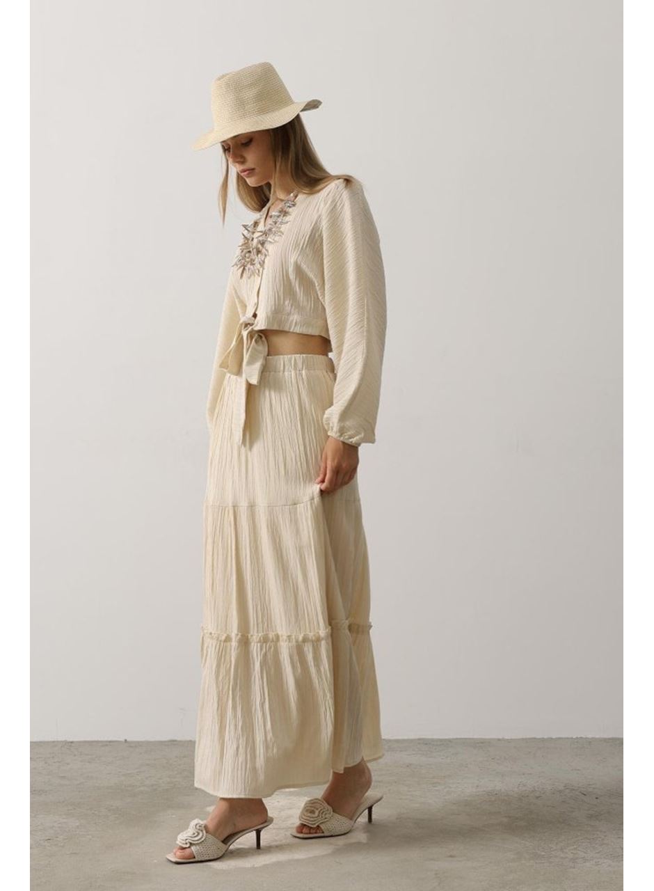 Balon Kollu Etekli Kaş Takım - Taş