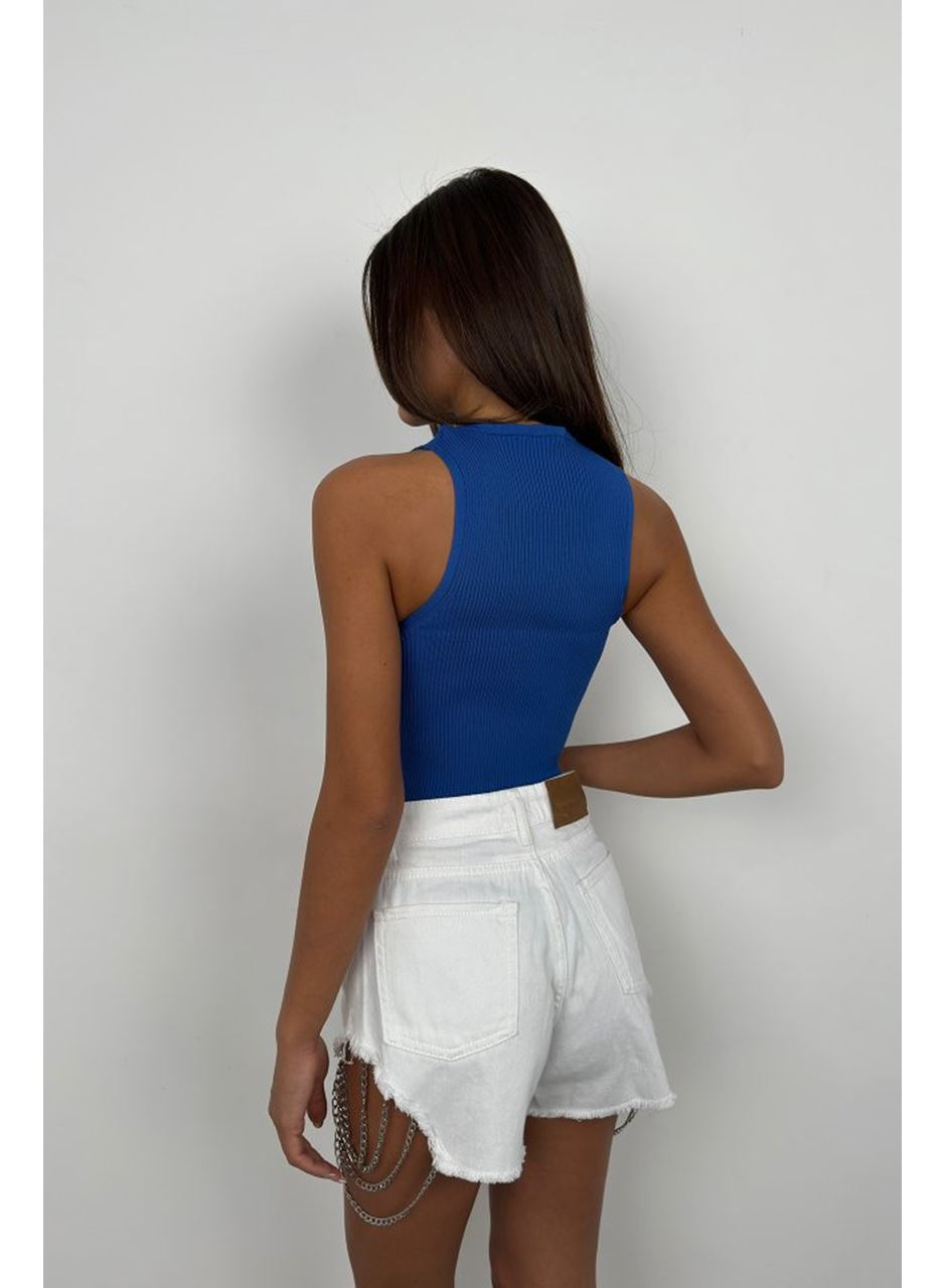 Taş Detay Dekolteli Crop Bluz