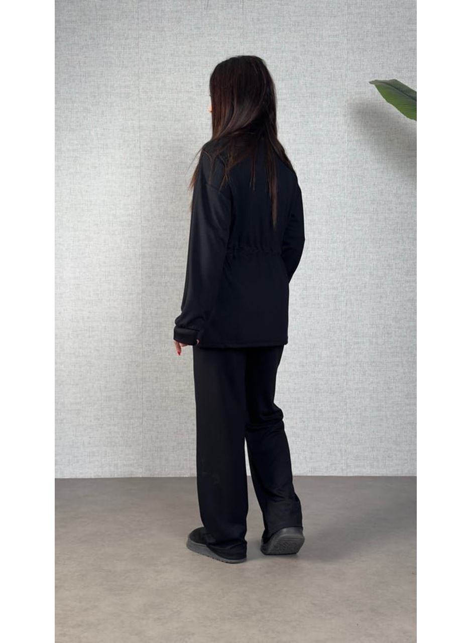 Kadın Uzun Kollu Yaka Ve Büzgü Detay Tunik Ve Pantolon Ikili Takım