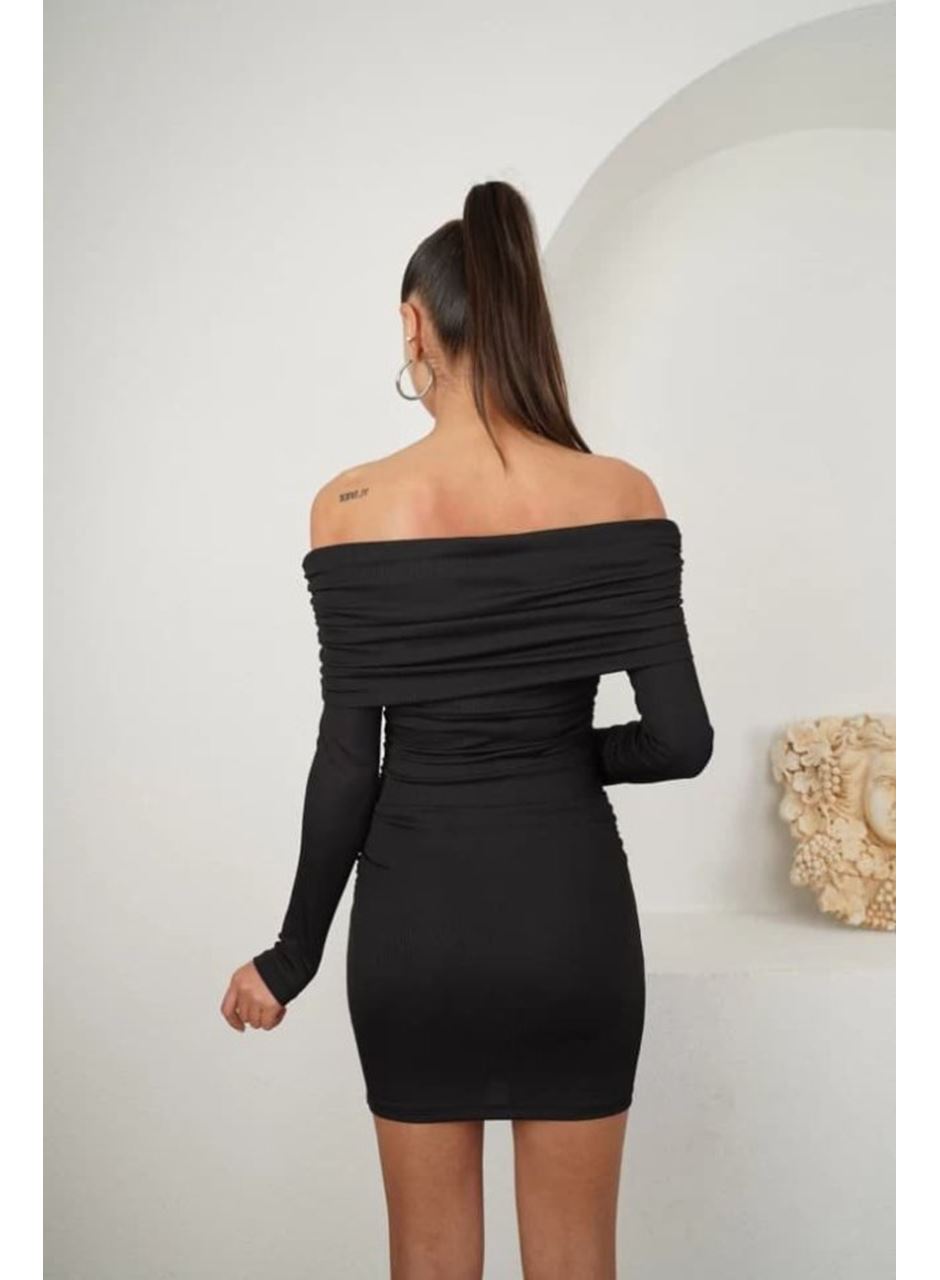 Kadın Madonna Mendil Yaka Fırsat ürün Büzgülü Mini Elbise