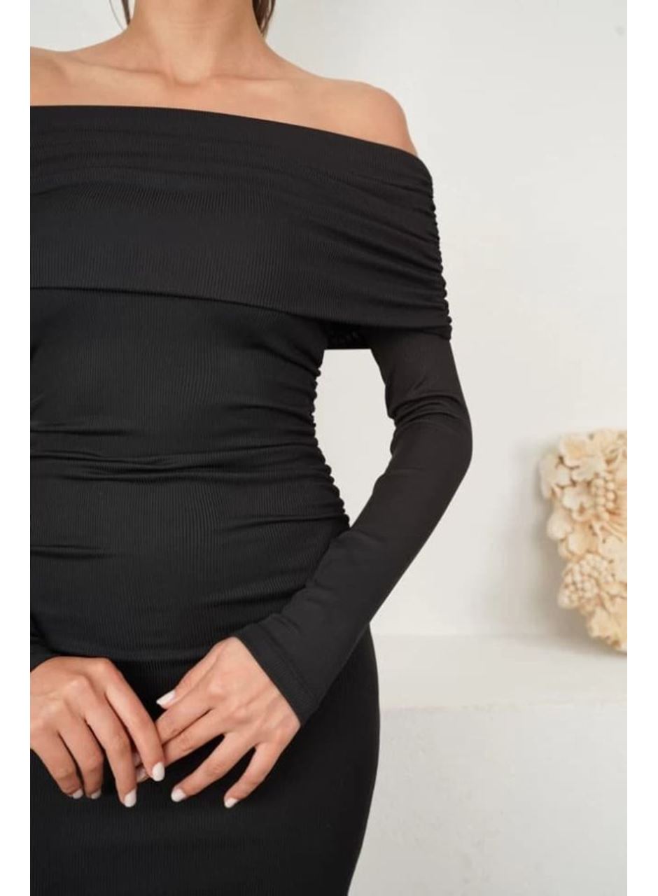 Kadın Madonna Mendil Yaka Fırsat ürün Büzgülü Mini Elbise