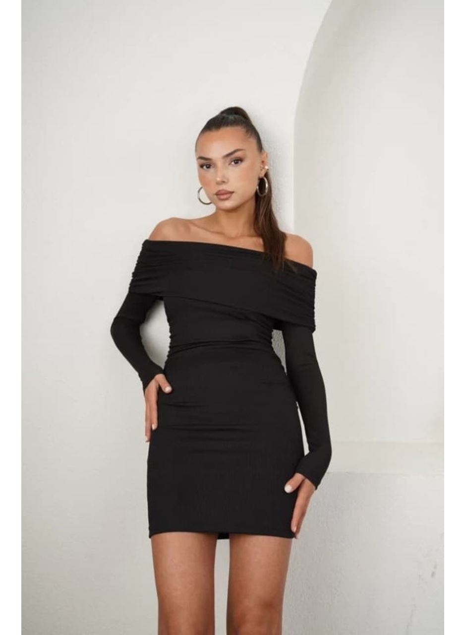 Kadın Madonna Mendil Yaka Fırsat ürün Büzgülü Mini Elbise