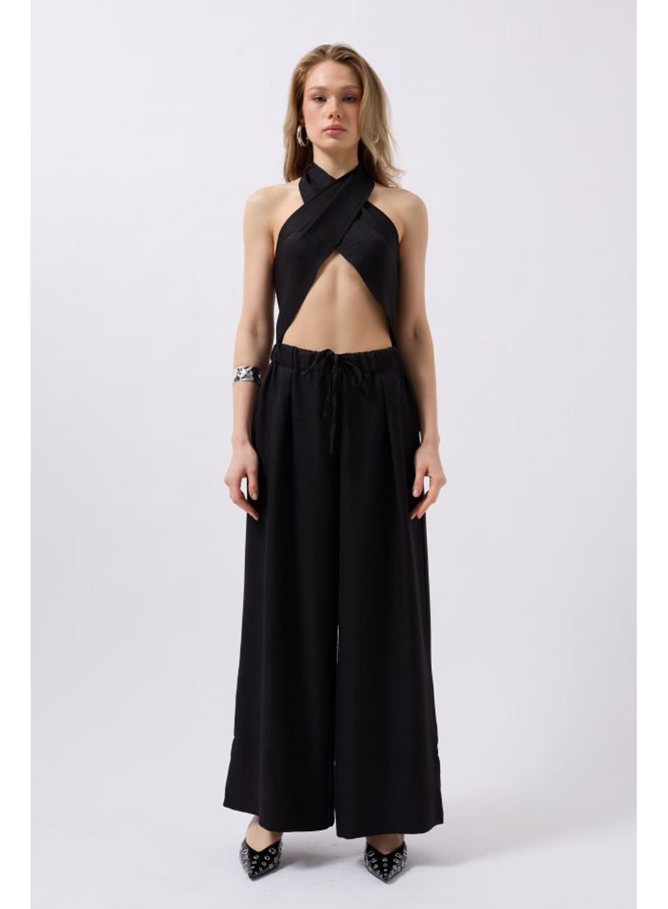 Düşük Bel Oversize Keten Pantolon