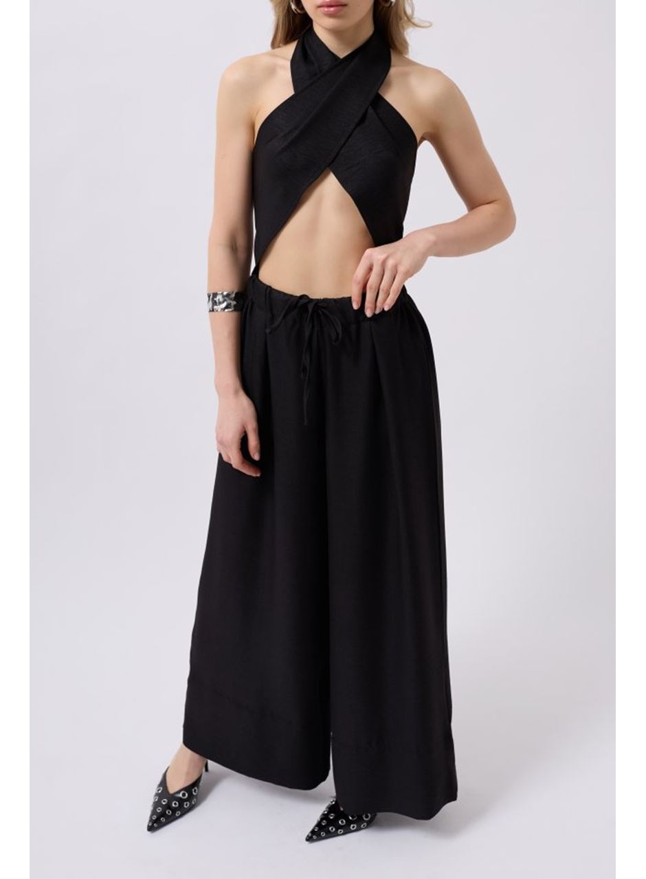 Düşük Bel Oversize Keten Pantolon