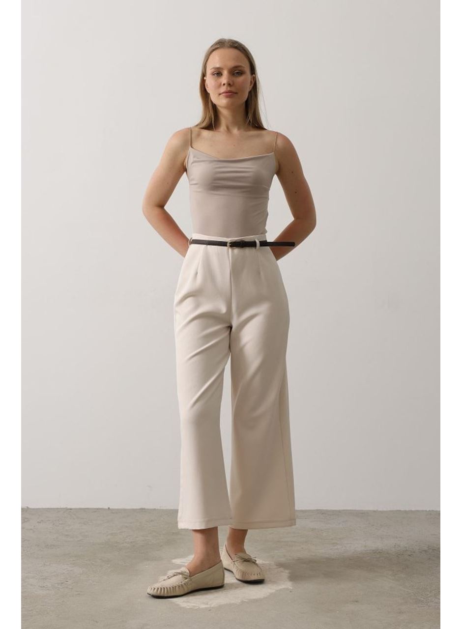 Kemer Pens Detaylı Pantolon - Bej