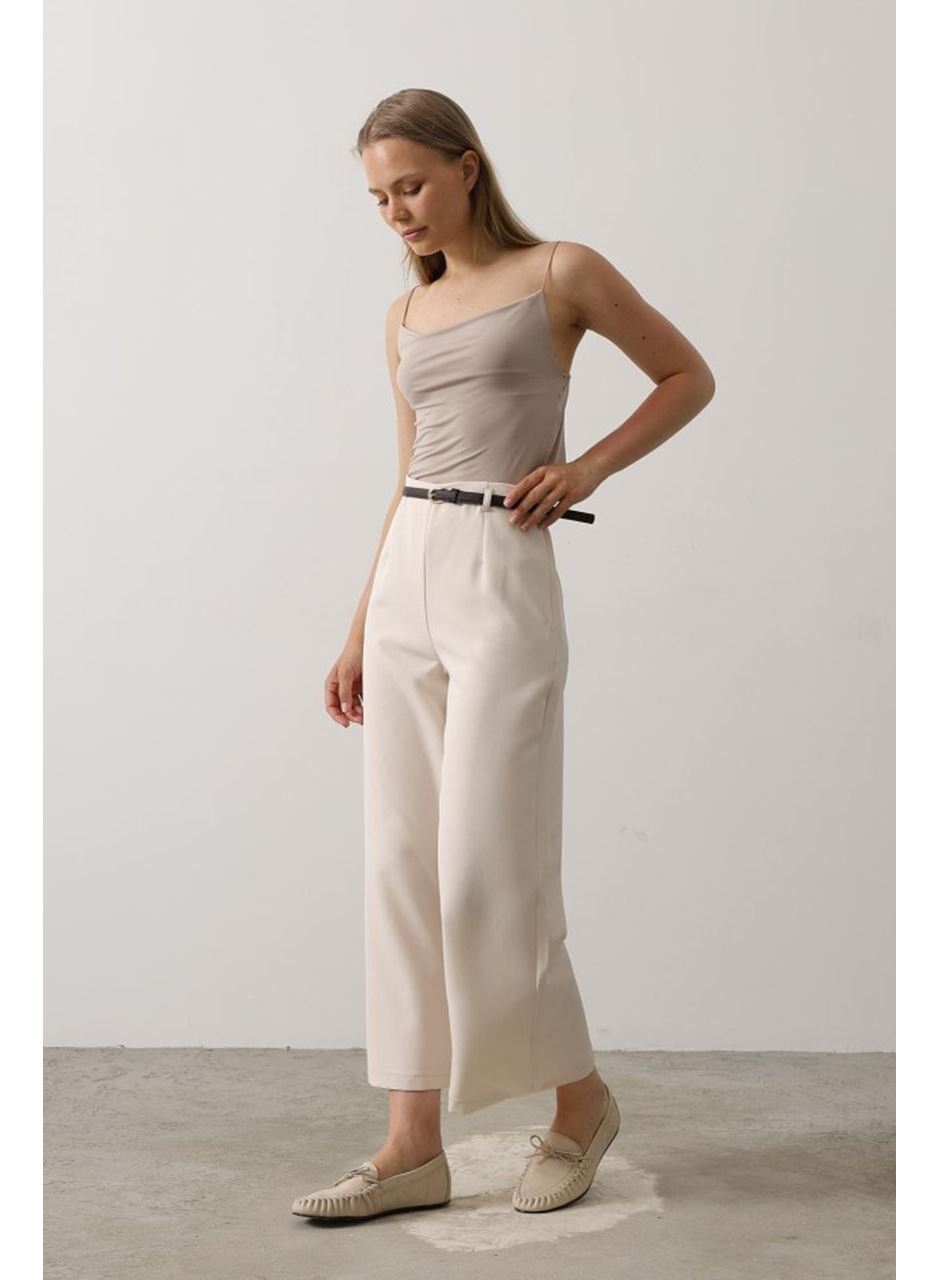 Kemer Pens Detaylı Pantolon - Bej
