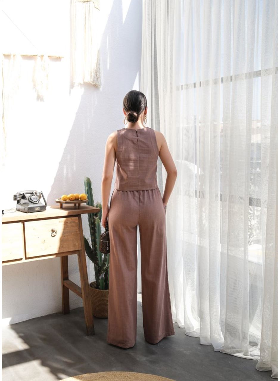 Keten Bluz Ve Pantolon İki̇li̇ Takim