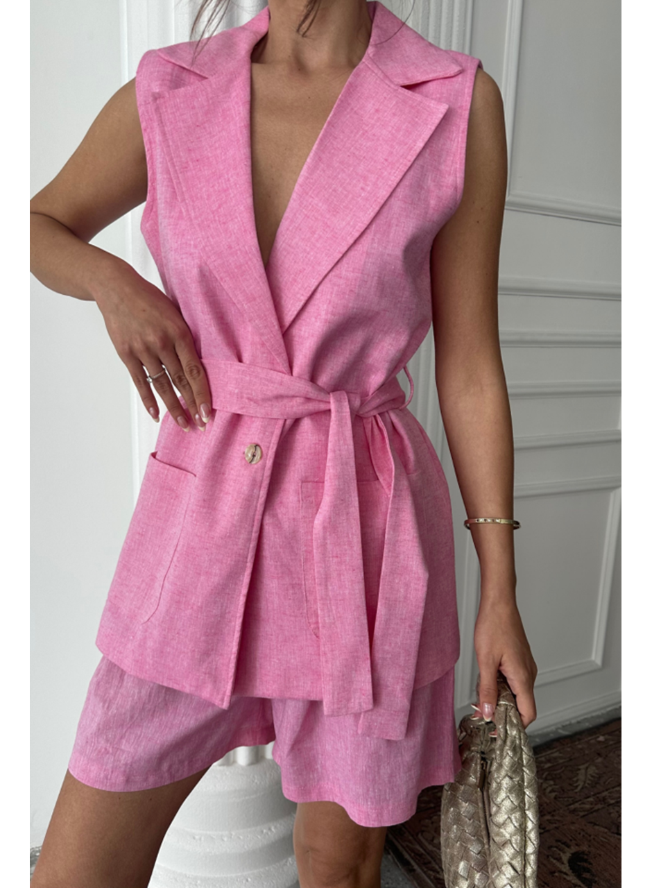 KETEN YELEK - ŞORT TAKIM - Pembe