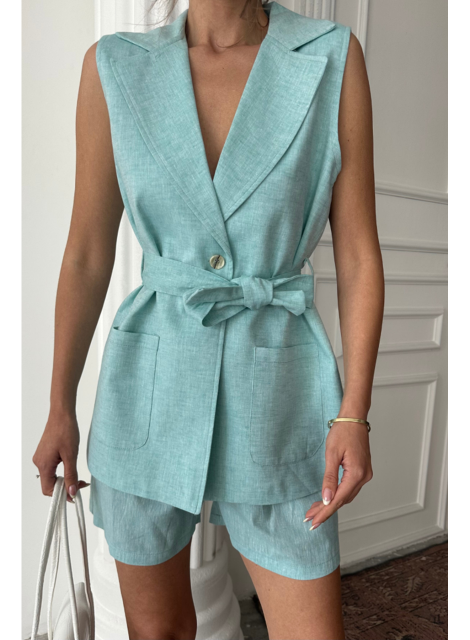 KETEN YELEK - ŞORT TAKIM - Mint