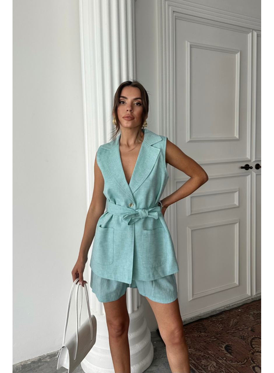 KETEN YELEK - ŞORT TAKIM - Mint