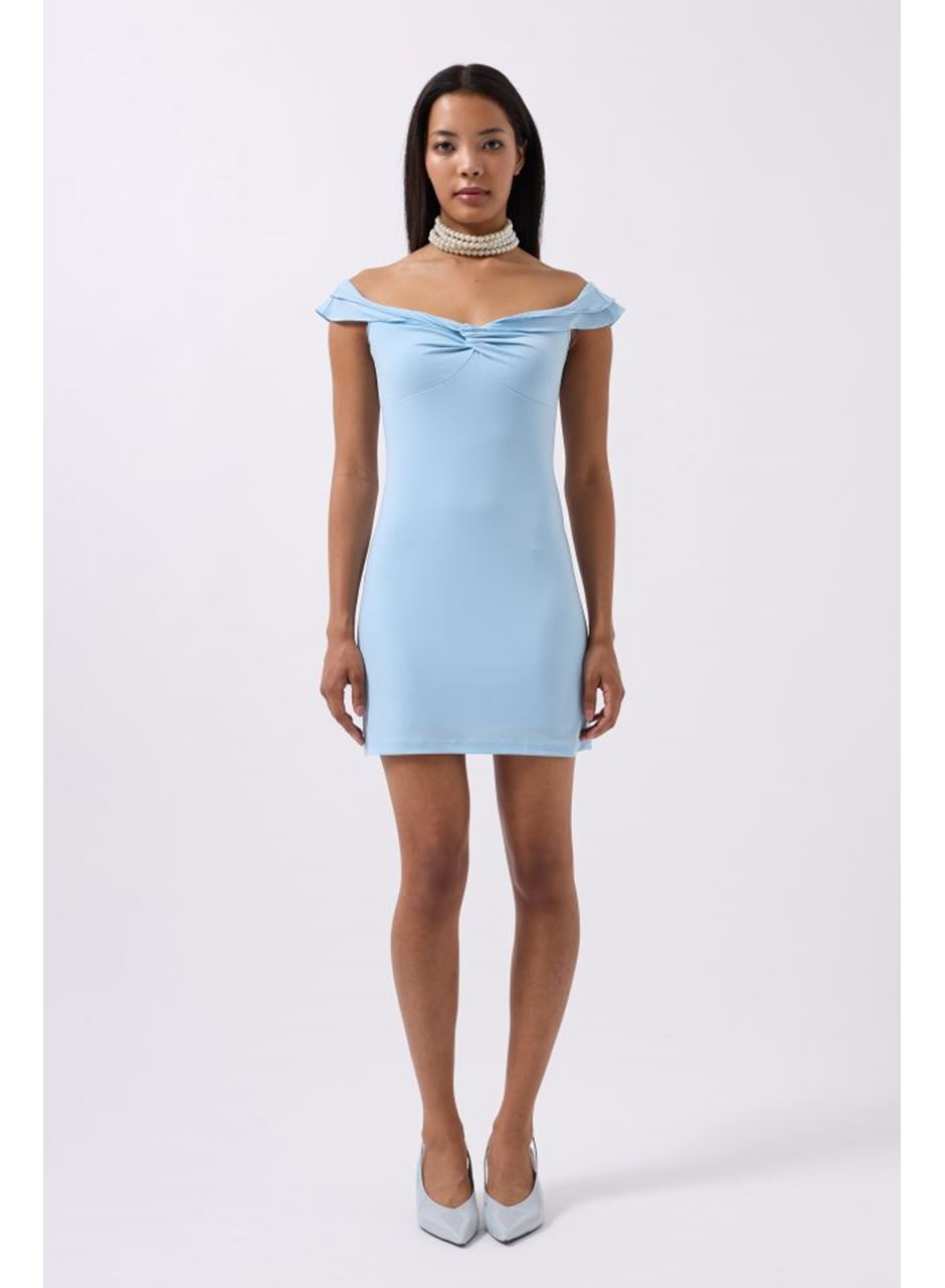 Büzgü Detay Omuz Askılı Mini Elbise
