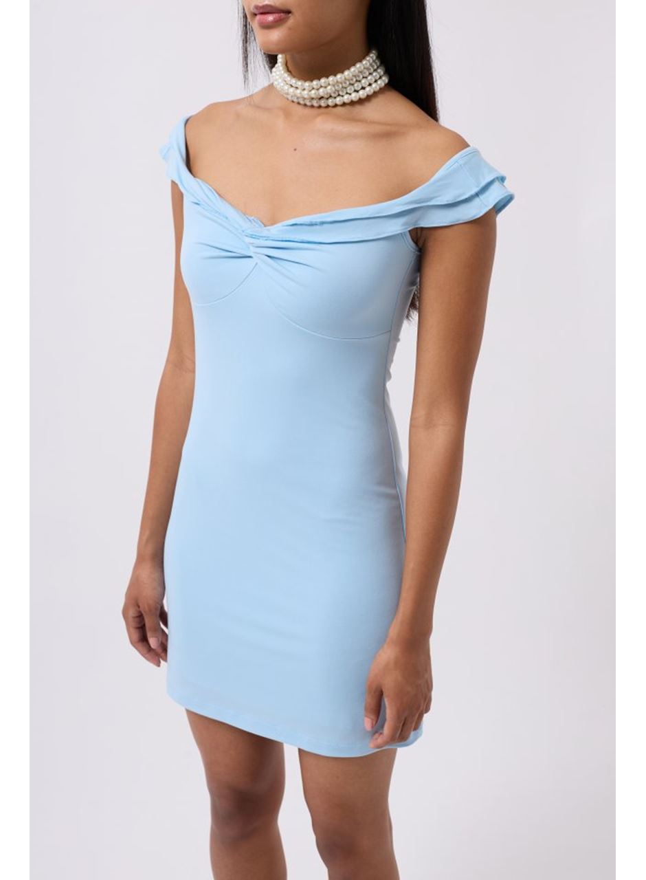 Büzgü Detay Omuz Askılı Mini Elbise