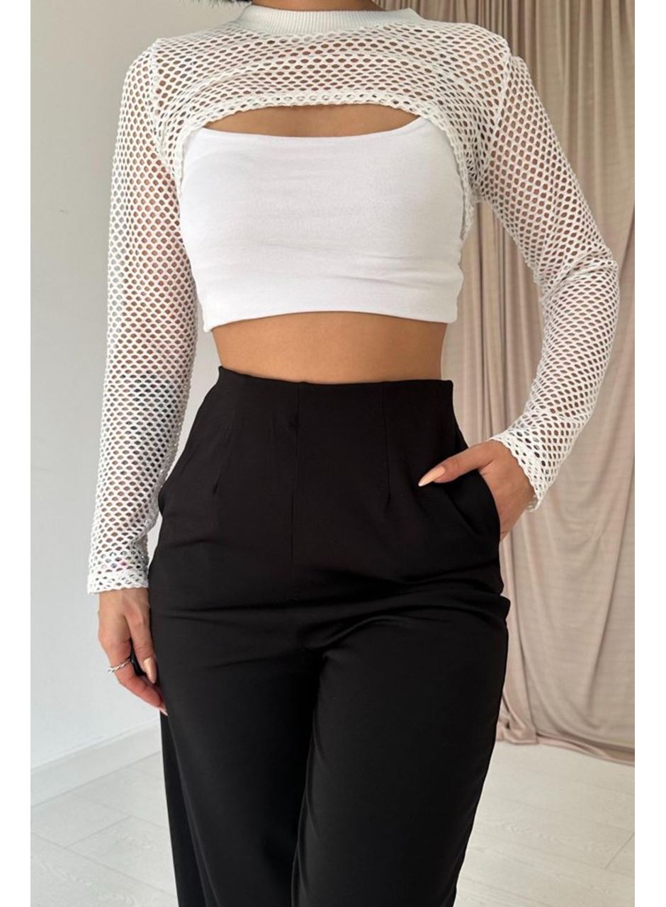 Siyah Pensli Lastik Detaylı Pantolon