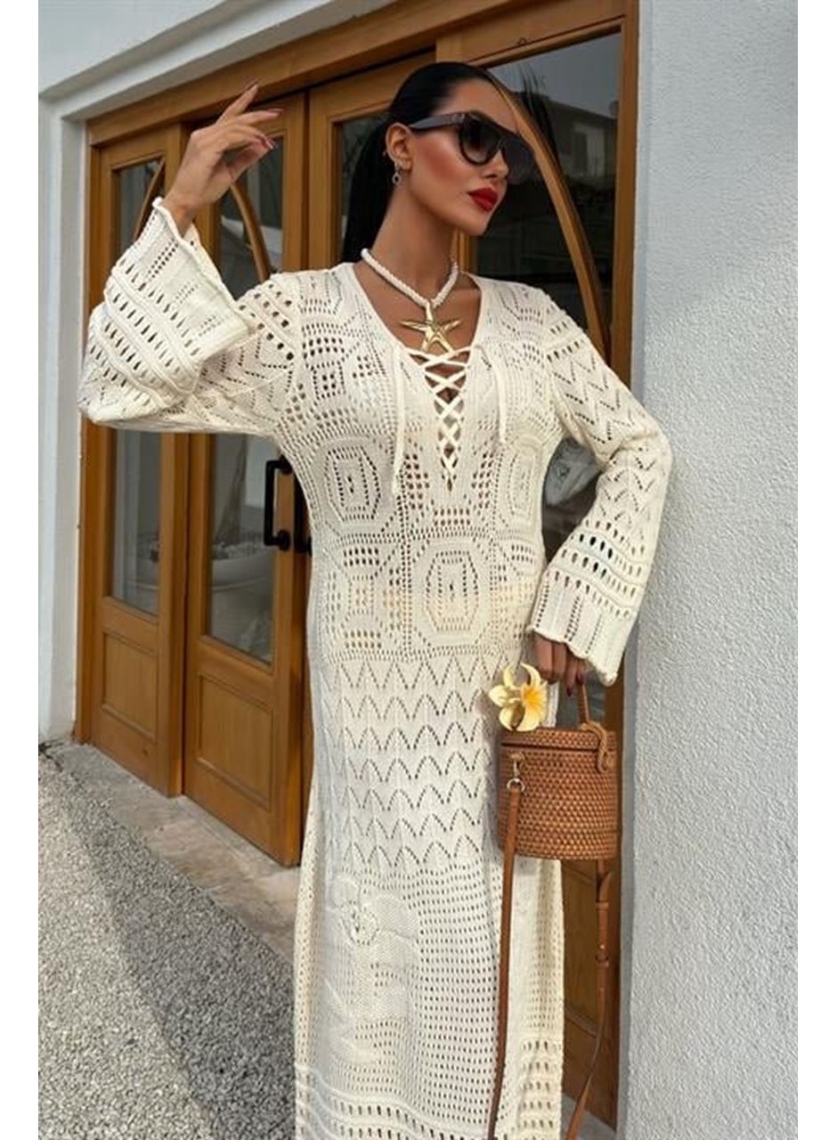 Birit Detaylı Ajurlu Elbise 2838