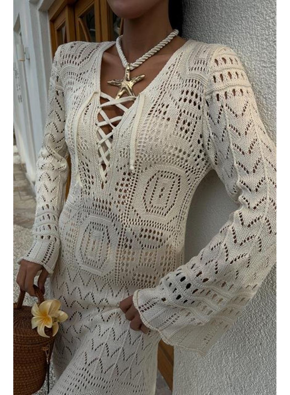 Birit Detaylı Ajurlu Elbise 2838