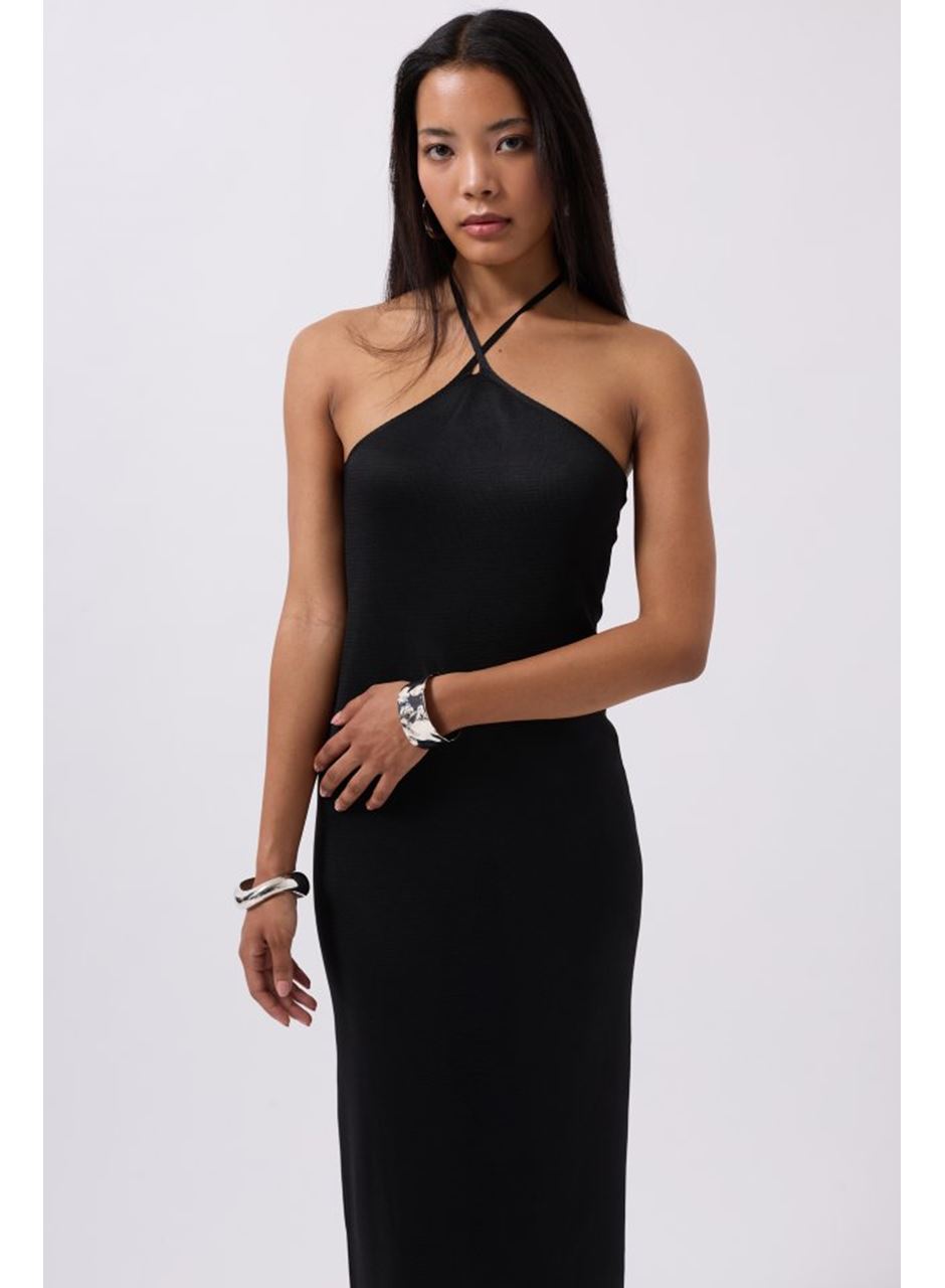 Çapraz Askılı Maxi Elbise