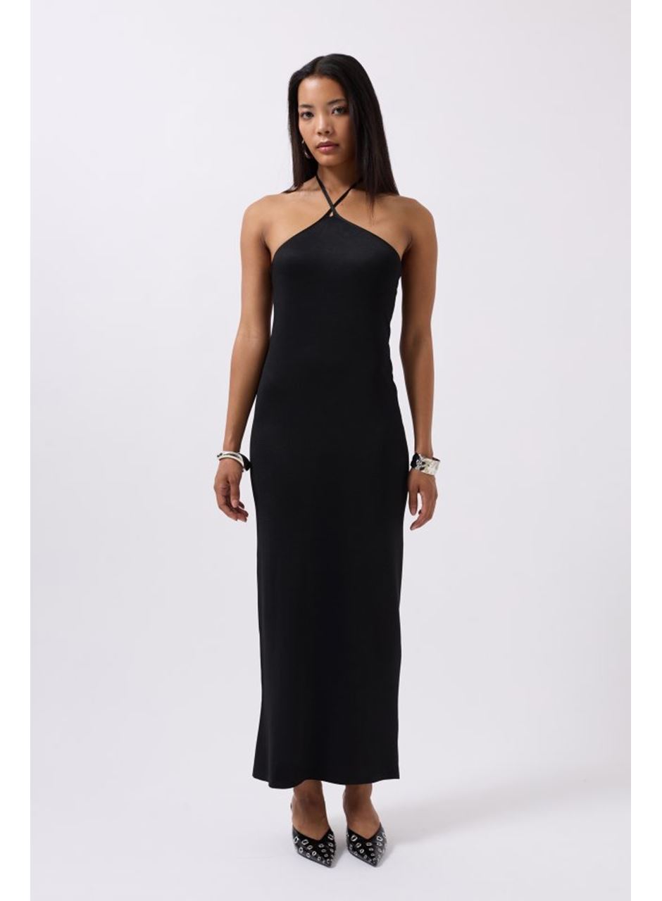Çapraz Askılı Maxi Elbise