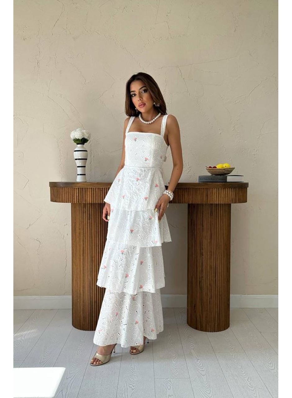 Pembe Kat Kat Arkası Bağlamalı Elbise