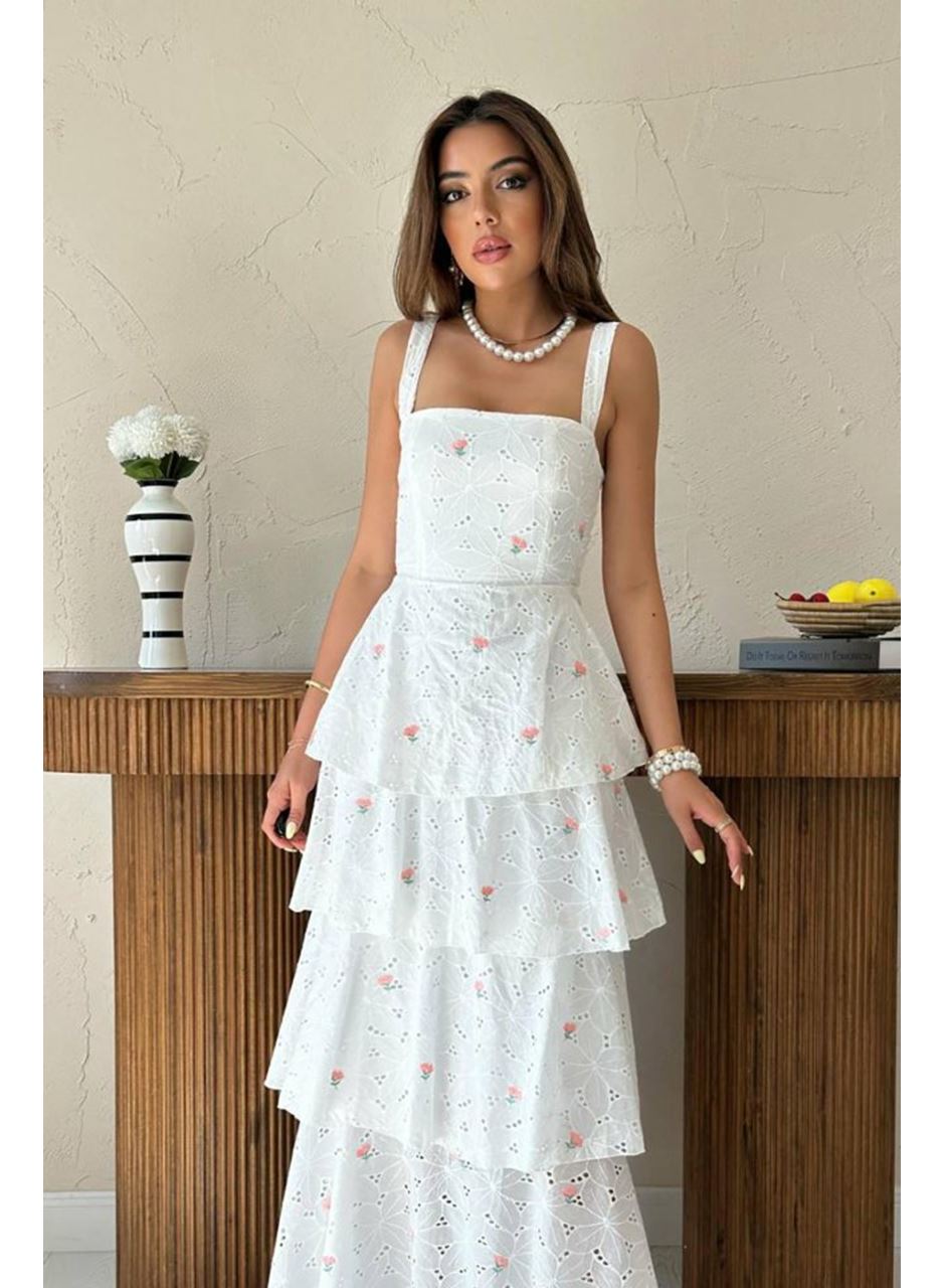 Pembe Kat Kat Arkası Bağlamalı Elbise