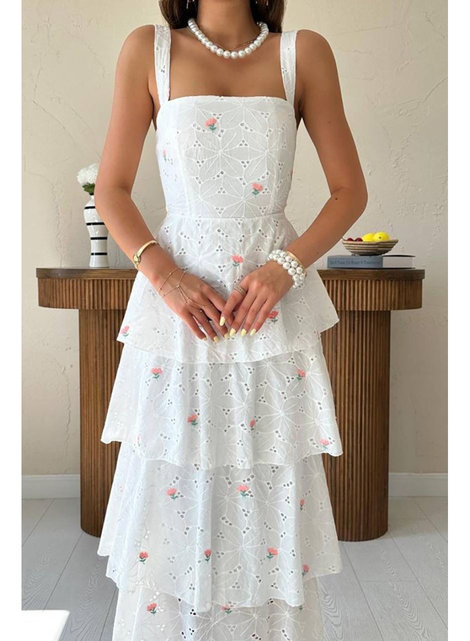 Pembe Kat Kat Arkası Bağlamalı Elbise