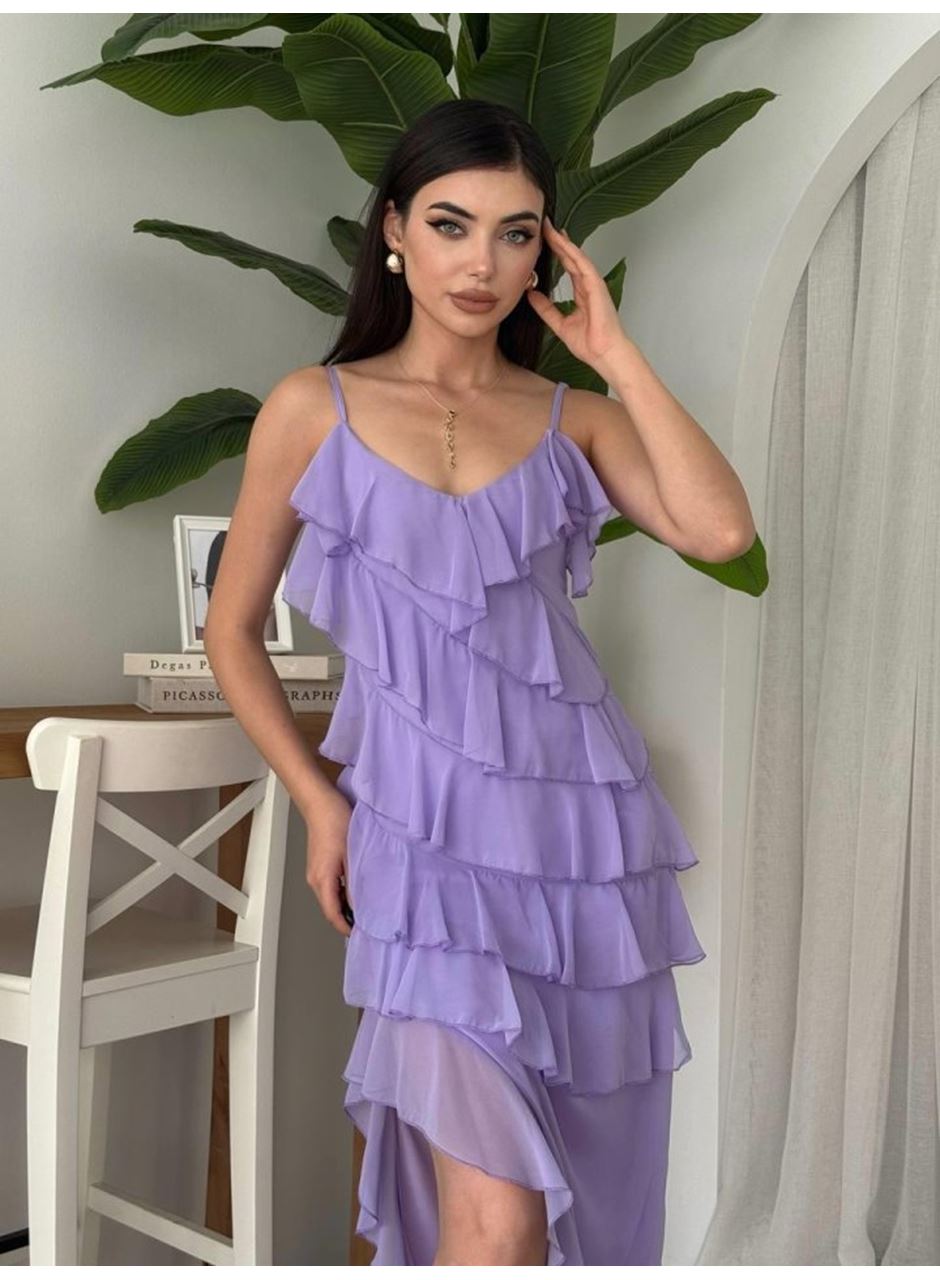 Ples Yırtmaç Detaylı Elbise