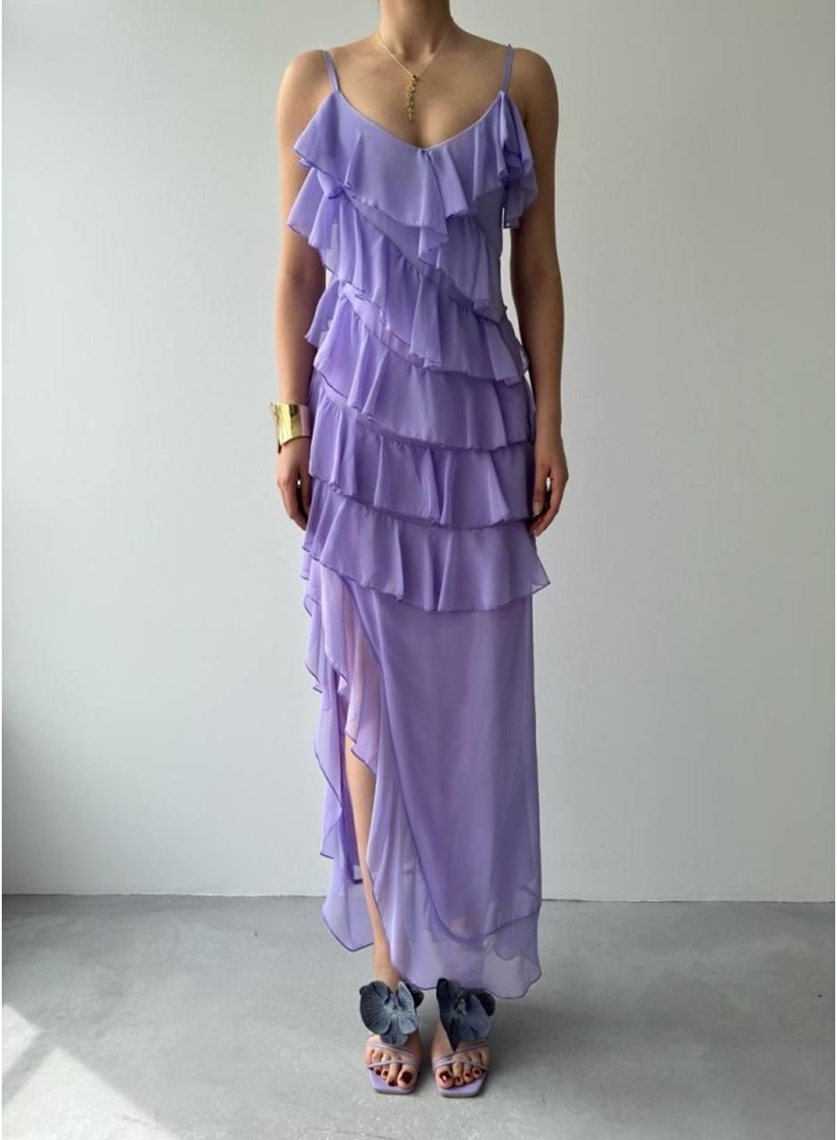 Ples Yırtmaç Detaylı Elbise