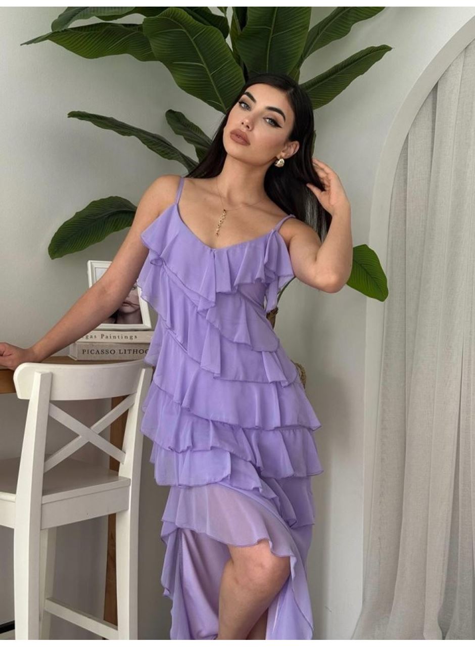 Ples Yırtmaç Detaylı Elbise