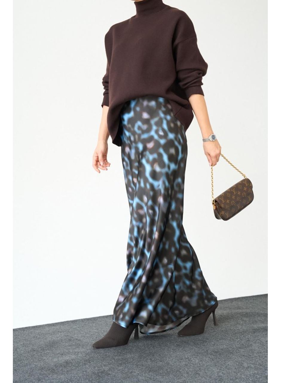 Uzun Saten ETEK - Siyah-Mavi