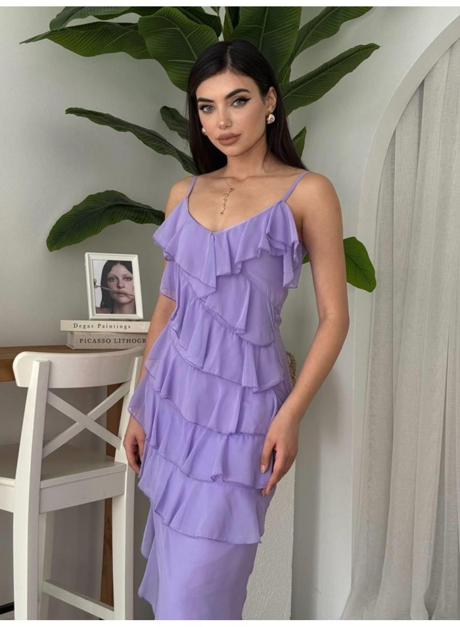 Ples Yırtmaç Detaylı Elbise