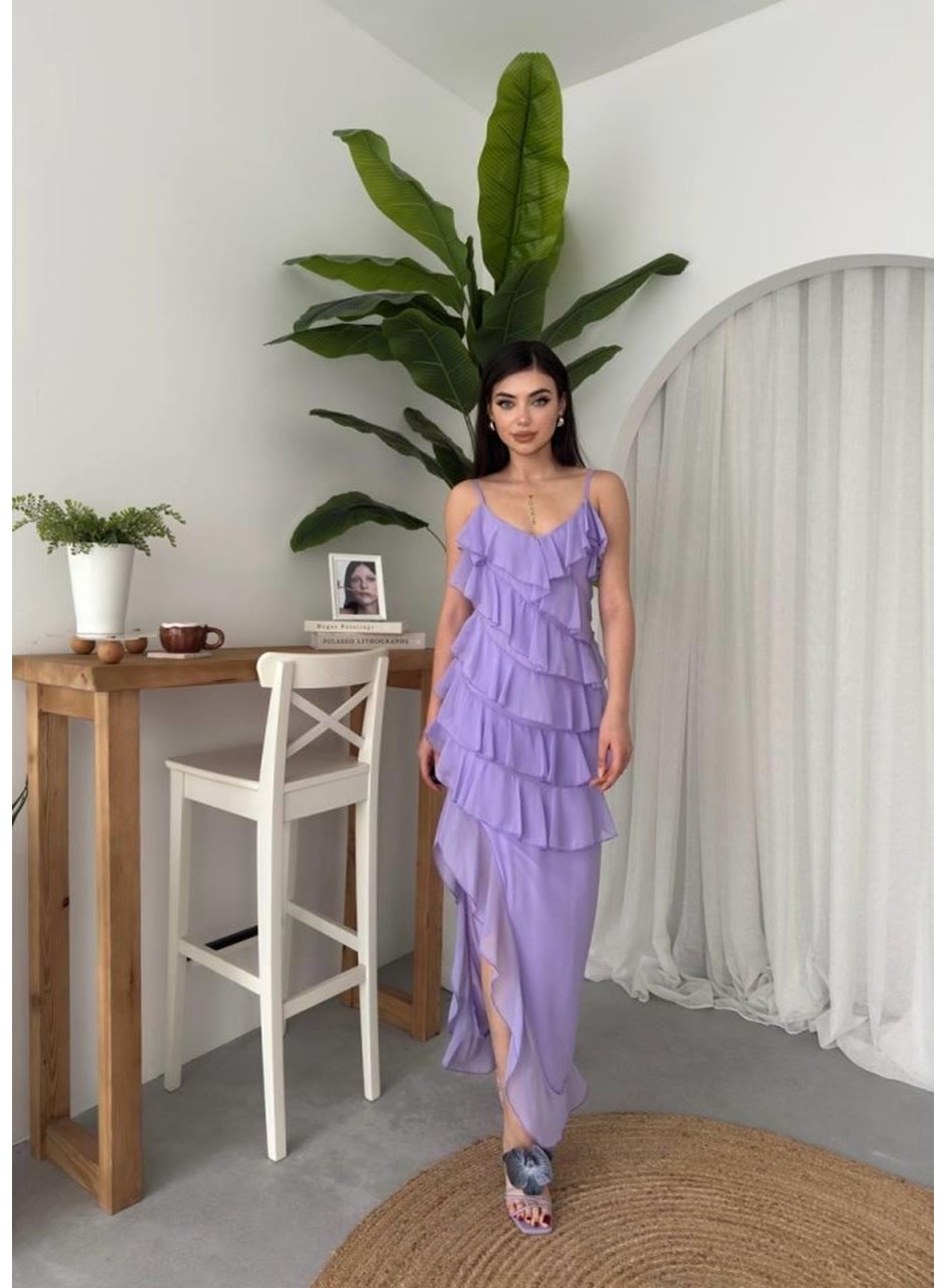 Ples Yırtmaç Detaylı Elbise