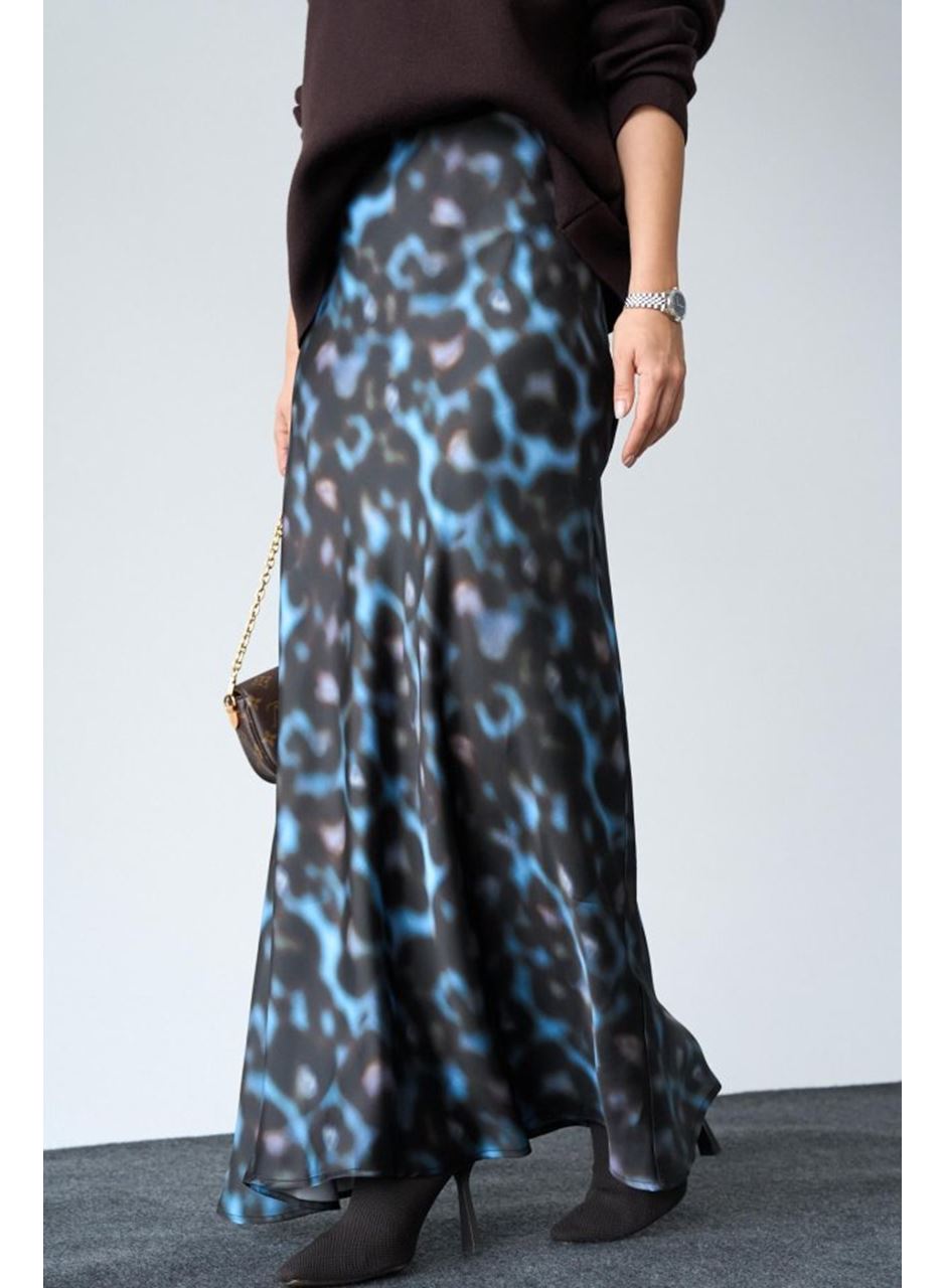 Uzun Saten ETEK - Siyah-Mavi