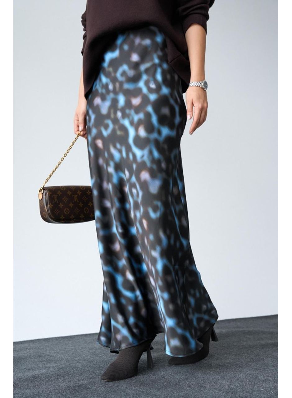 Uzun Saten ETEK - Siyah-Mavi