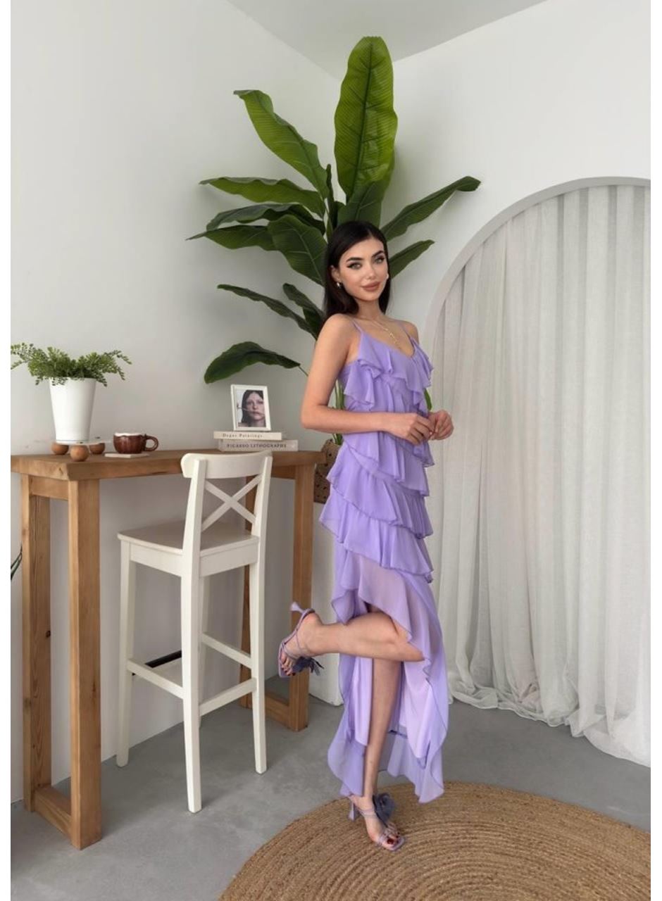 Ples Yırtmaç Detaylı Elbise