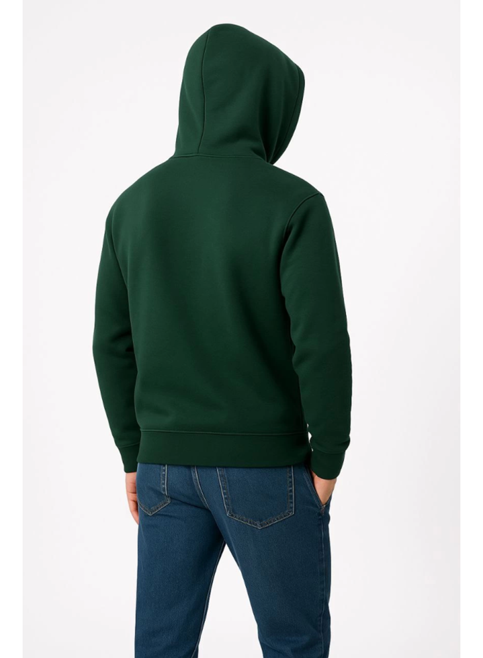 Erkek Üç İplik Kapüşonlu Kanguru Cepli SweatShirt Hoodie - Haki
