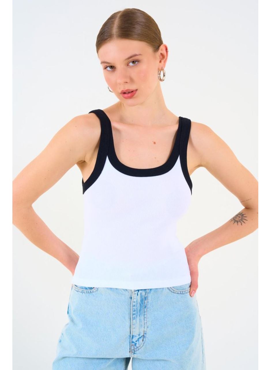 İki Renkli Atlet - Beyaz-Siyah