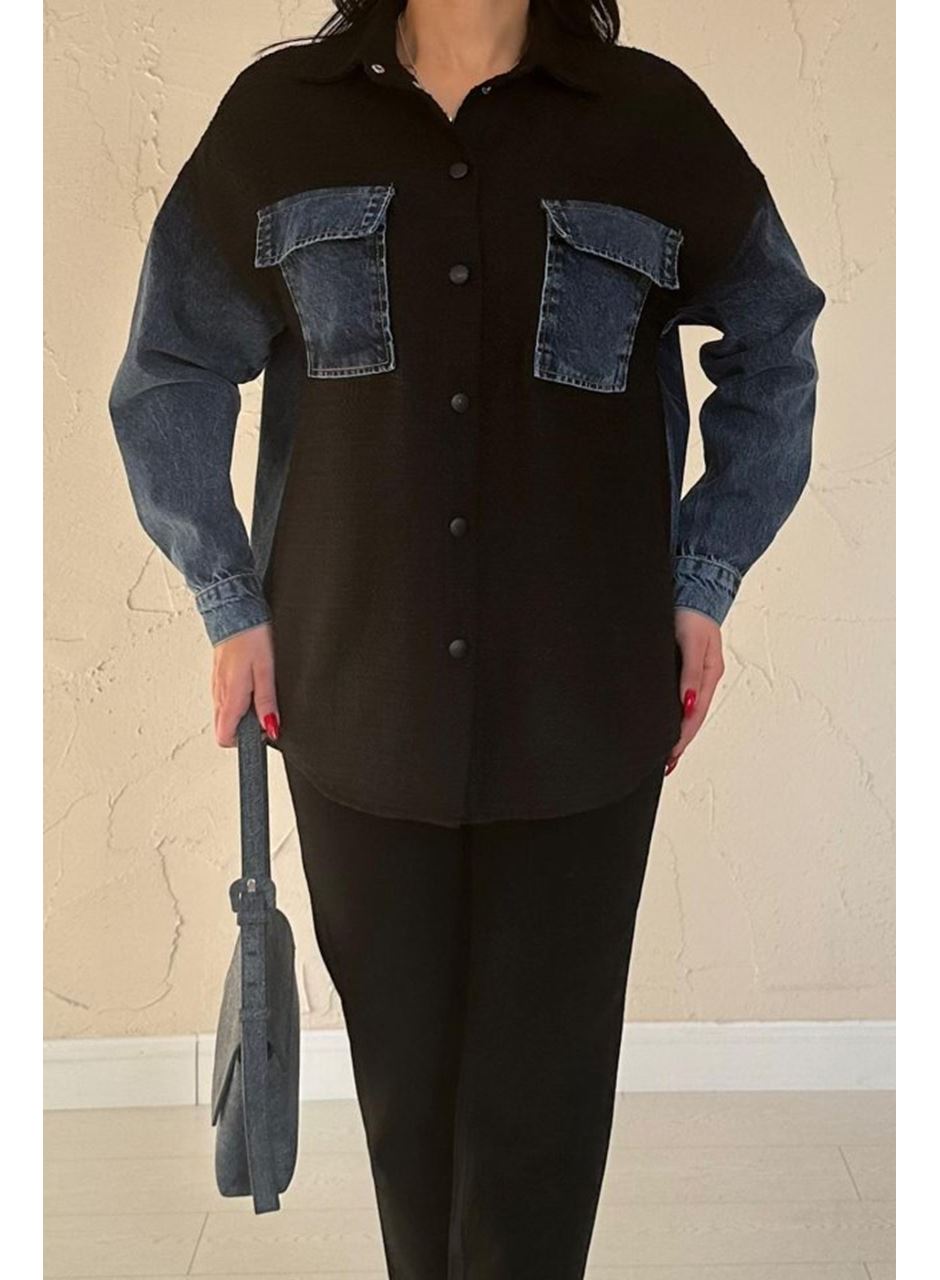 Siyah Kot Garnili Ceket