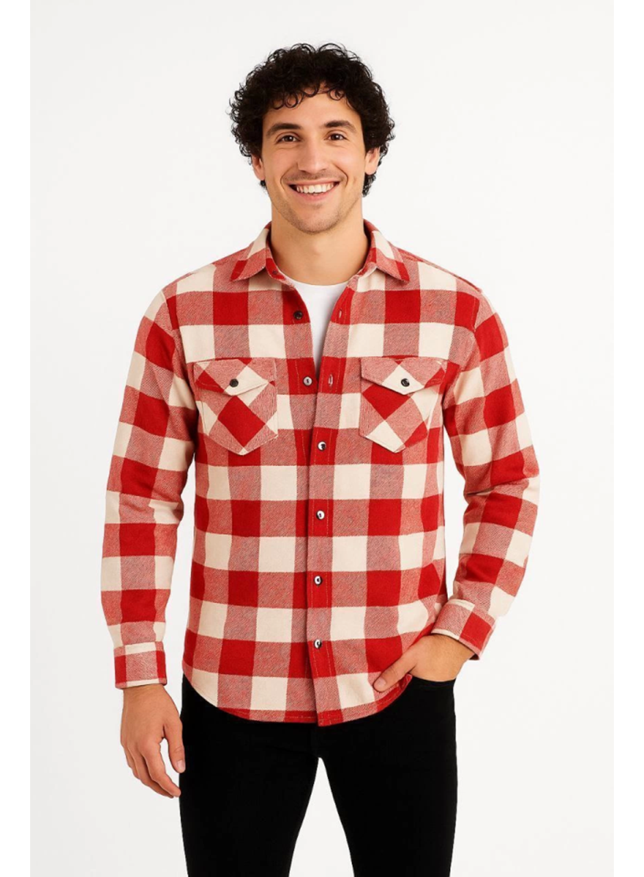 Erkek Uzun Kollu Oduncu Gömlek - Kırmızı