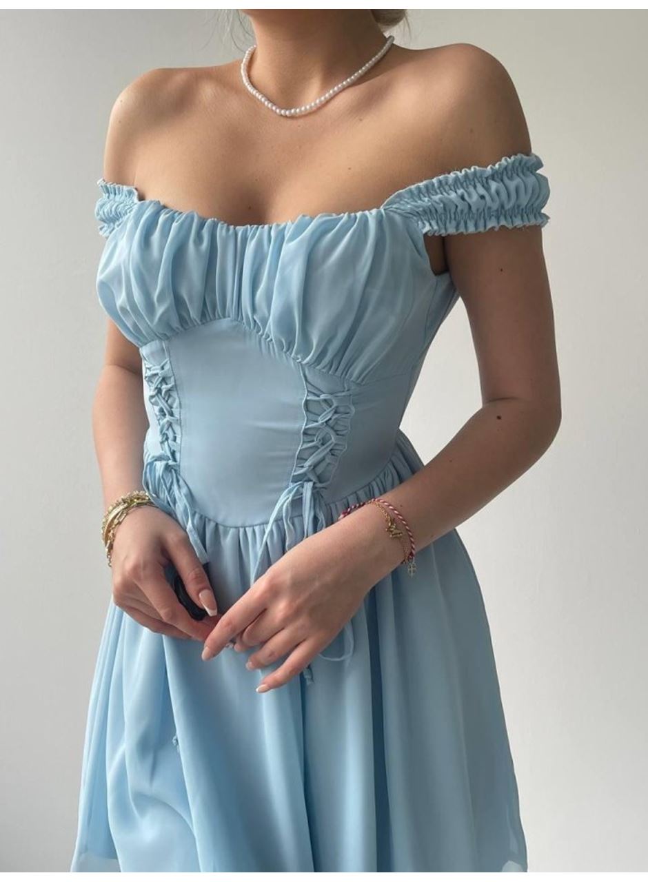 Aria Büzgü Askılı Elbise