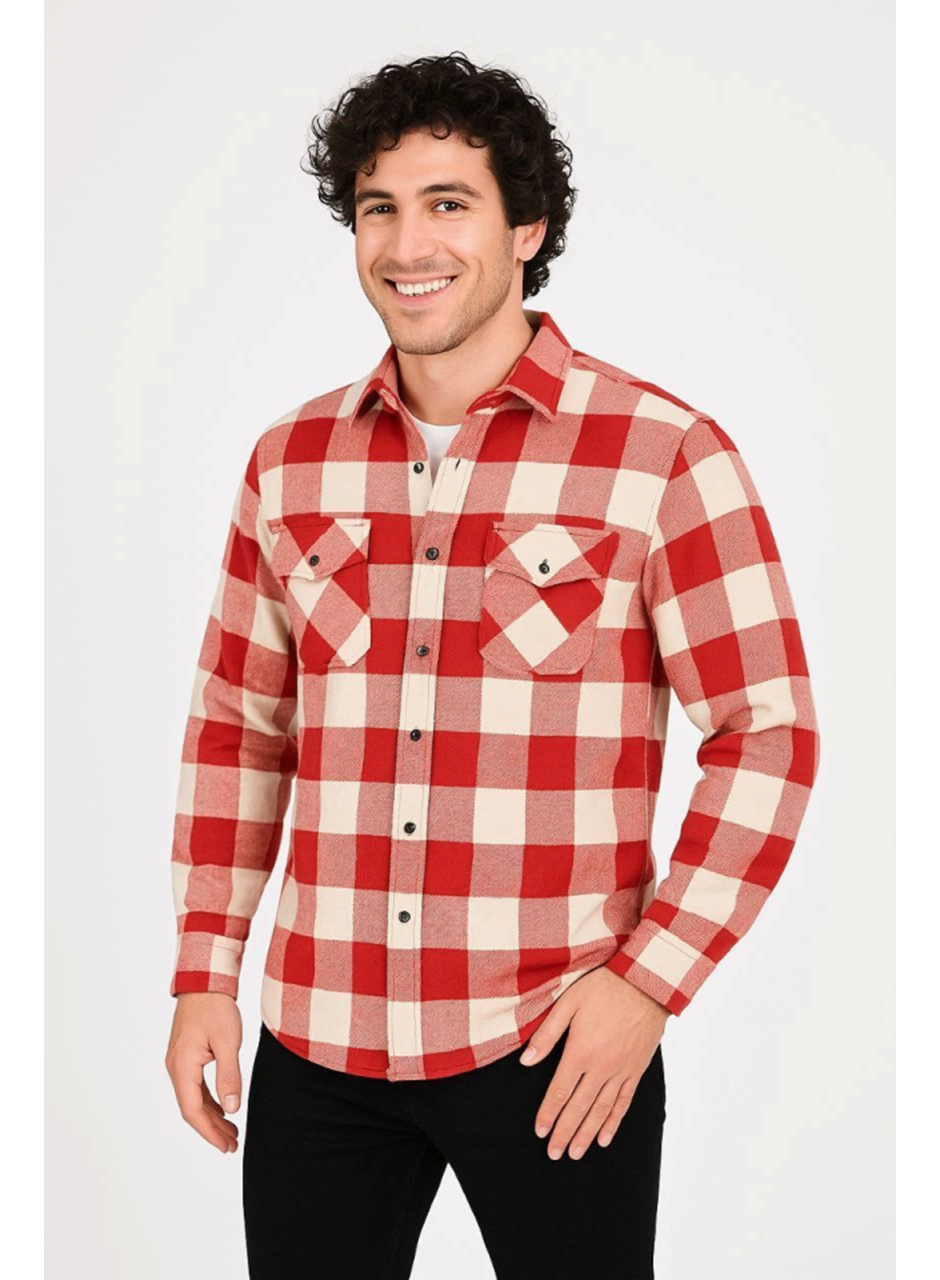 Erkek Uzun Kollu Oduncu Gömlek - Kırmızı