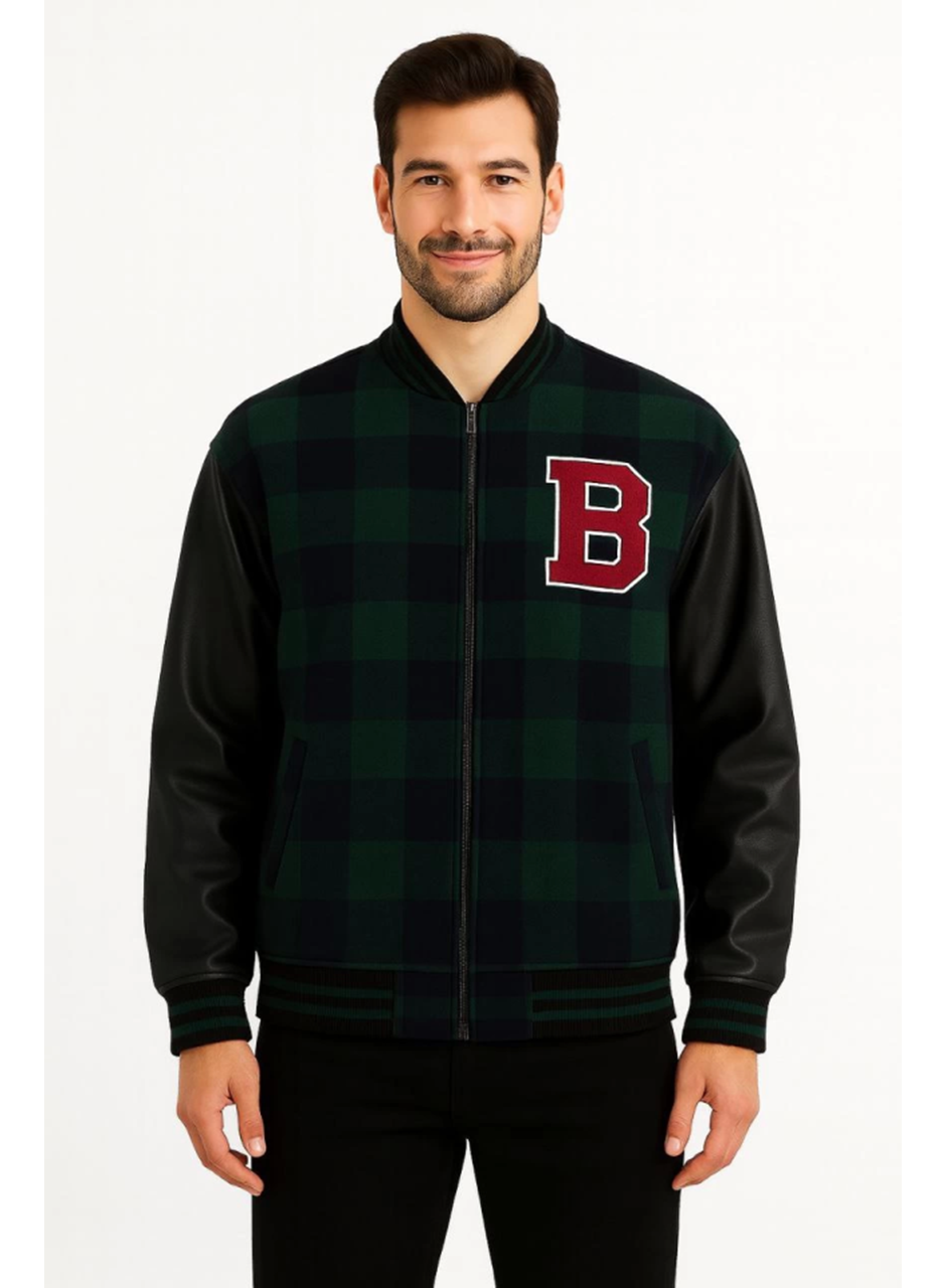 Kolları Suni Deri Içi Astarlı Oduncu Kolej Içi Ceket - Haki