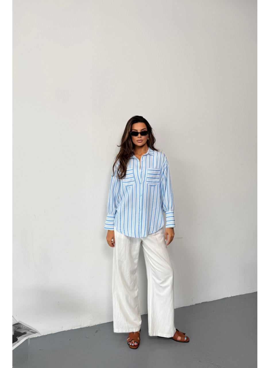 ÇİZGİLİ GÖMLEK - Mavi