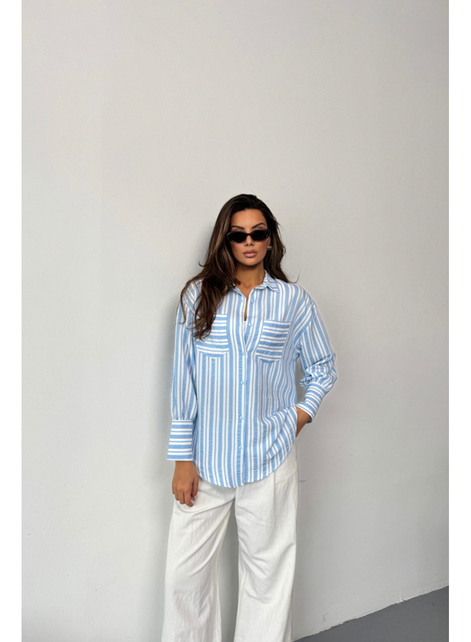 ÇİZGİLİ GÖMLEK - Mavi